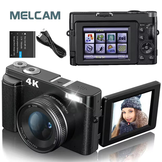 4K Digital Camera for Photography and Video Autofocus 3'' 180° Flip Screen with Flash